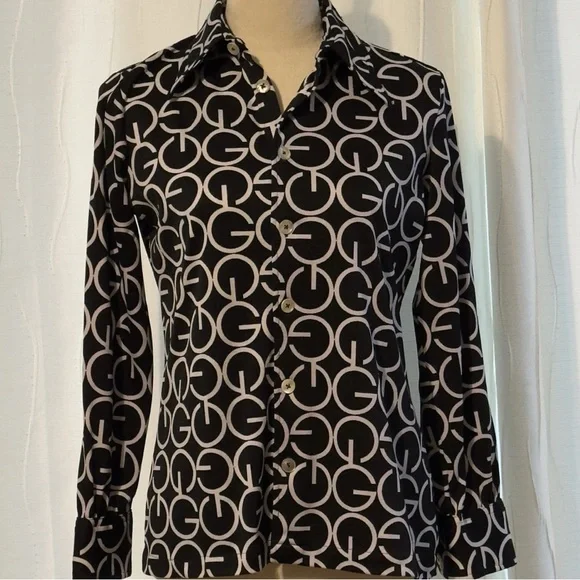 美品✨GIVENCHY アシンメトリーヴィンテージトップス Vintage Givenchy For Chesa Men's Long Sleeve Button Striped